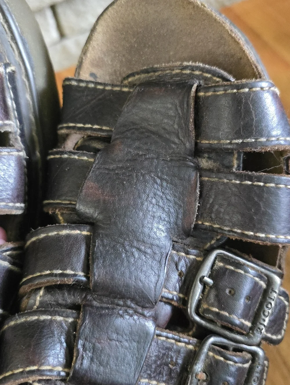 RJ Colt Leather Sullivan Pitstop Chunky Open-Toe Fisherman Sandals Sz 11M 90 Y2k